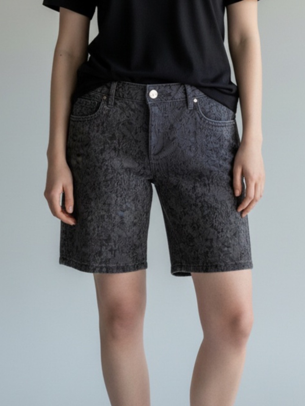 Simply Vera Vera Wang Black Patterned Bermuda Shorts
